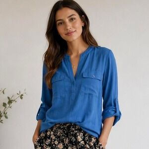 Ver wang blue tunic silk women's blouse